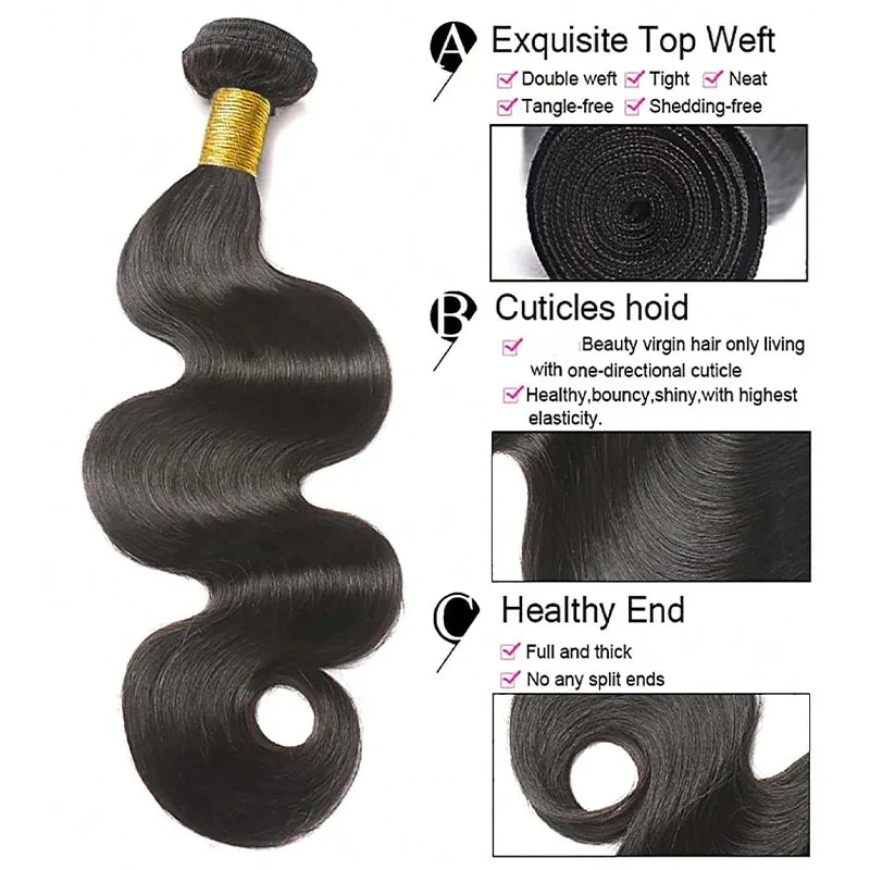 100% Unprocessed Virgin Indian Body Wave Hair Bundles Natural Color