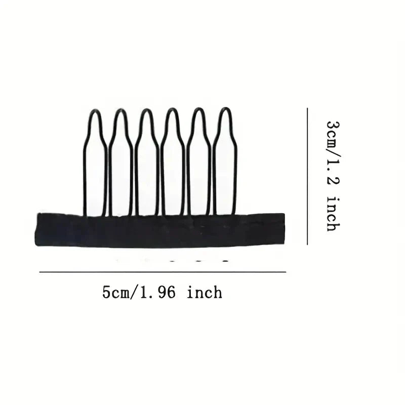 Wig Comb Clips 6 Teeth Stainless Steel and Cloth for Lace Wig Caps and Hair Extensions Accessories