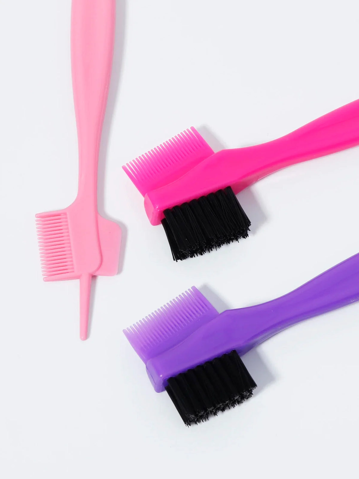 Three in One Edge Control Brush with Pointed Tail and Dual Comb Design 3 Piece Plastic Set