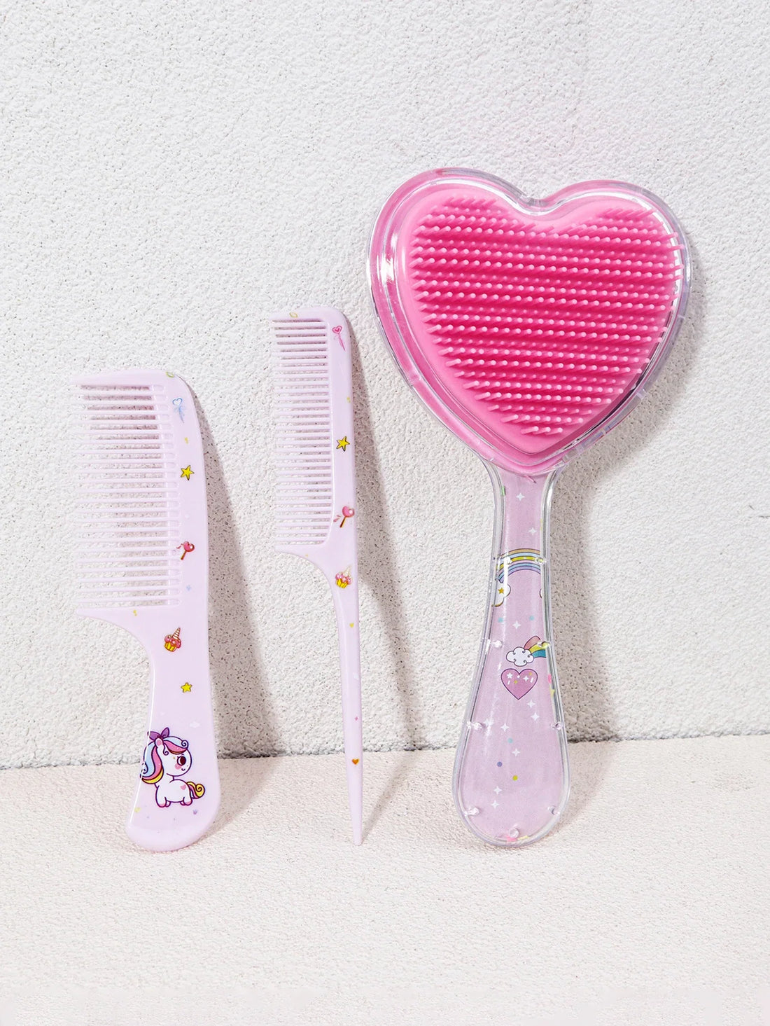 3 Piece Hair Comb and Brush Set Plastic for Dry and Wet Hair
