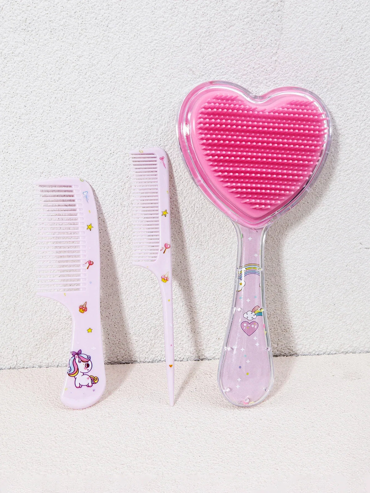 3 Piece Hair Comb and Brush Set Plastic for Dry and Wet Hair