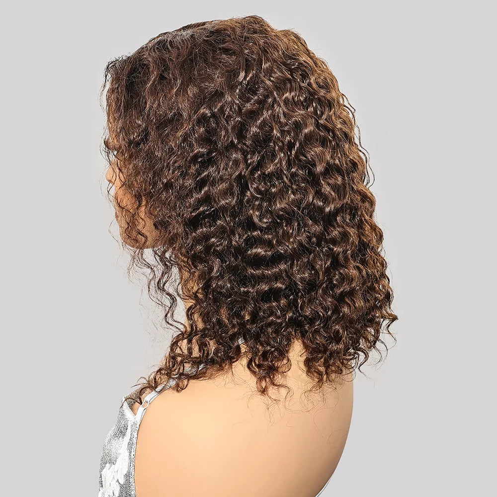 13x4 2x6 Deep Wave Water Wave Bob Wig 300% Density Brazilian Remy HD Lace Frontal Short Human Hair Wig