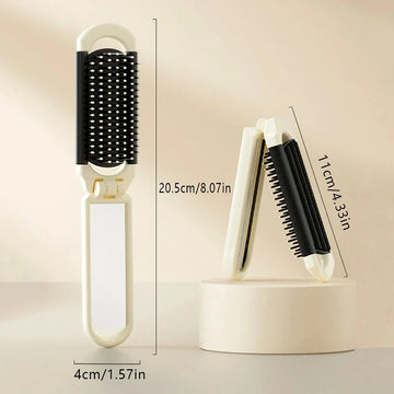 Folding Mini Comb with Mirror and Scalp Massage Portable Travel Comb