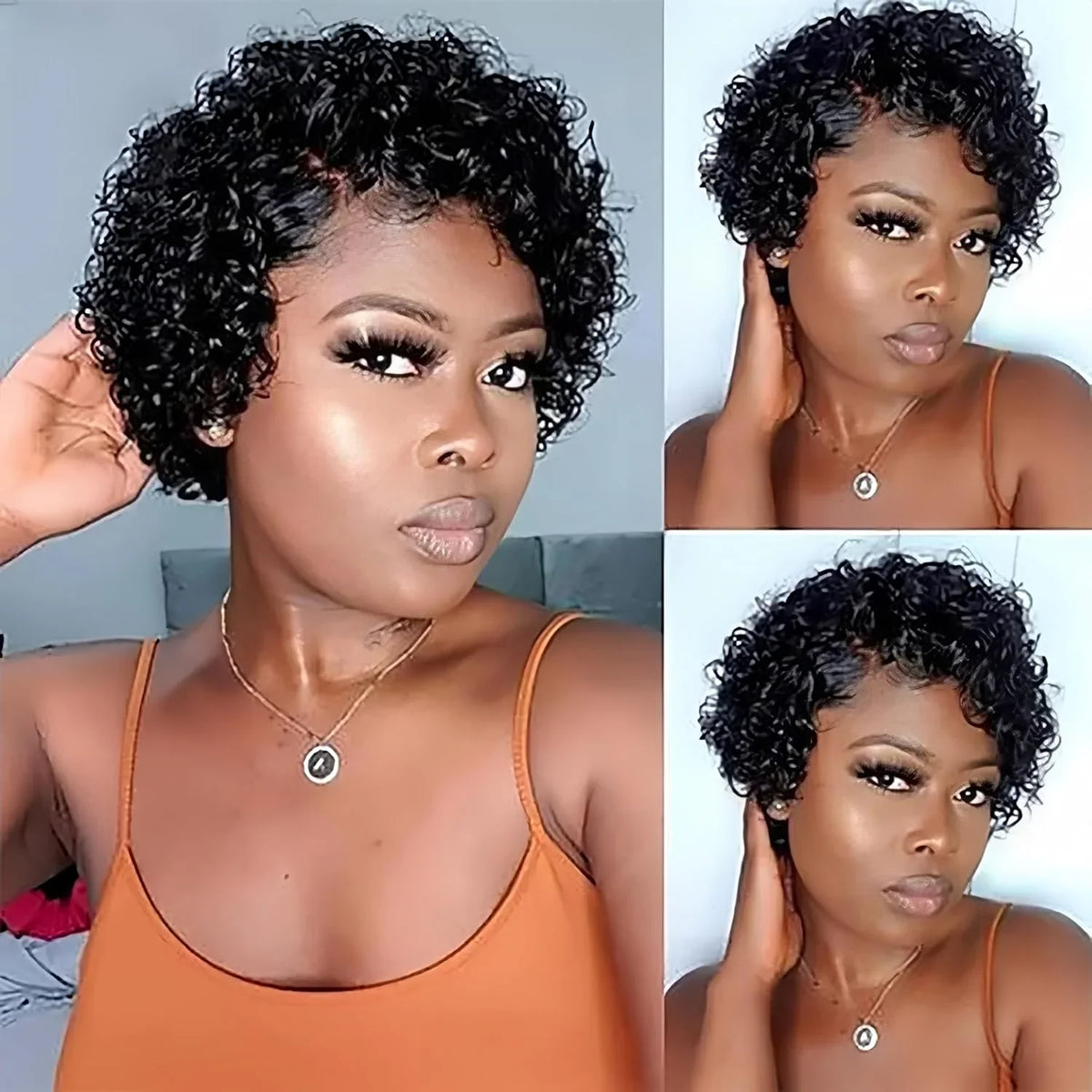Short Curly Pixie Cut Bob Human Hair Wig 13x1 Transparent Lace Front Brazilian