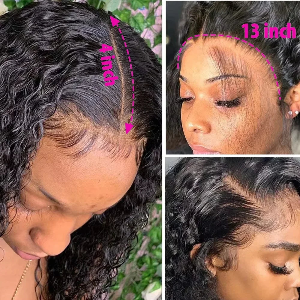 Vietnamese 16 Inch 13x4 Transparent Lace Front Loose Deep Wave Bob Wig 200% Density 100% Human Hair
