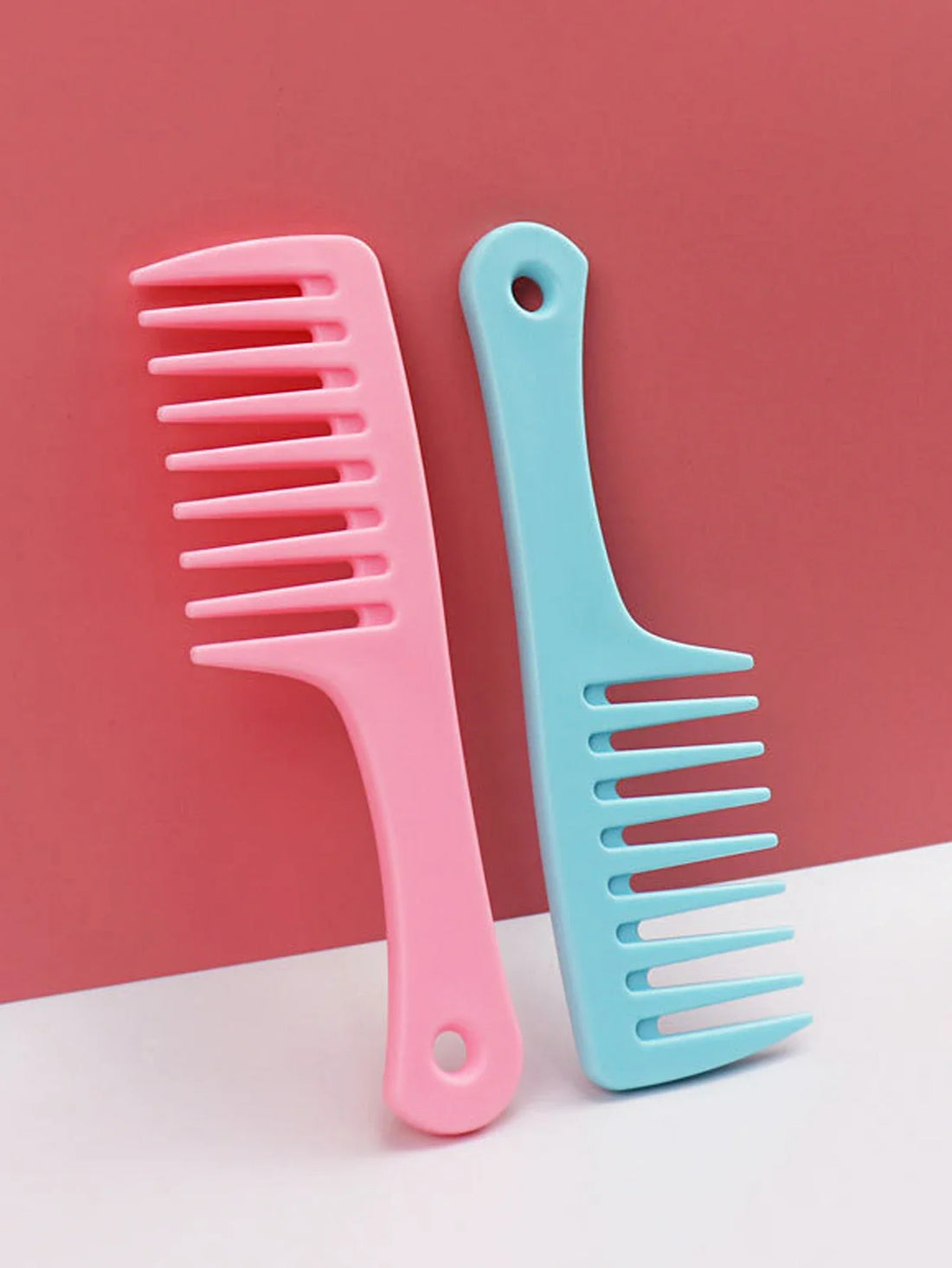 Wide Tooth Handle Comb Set 1 to 4 Pieces ABS Plastic