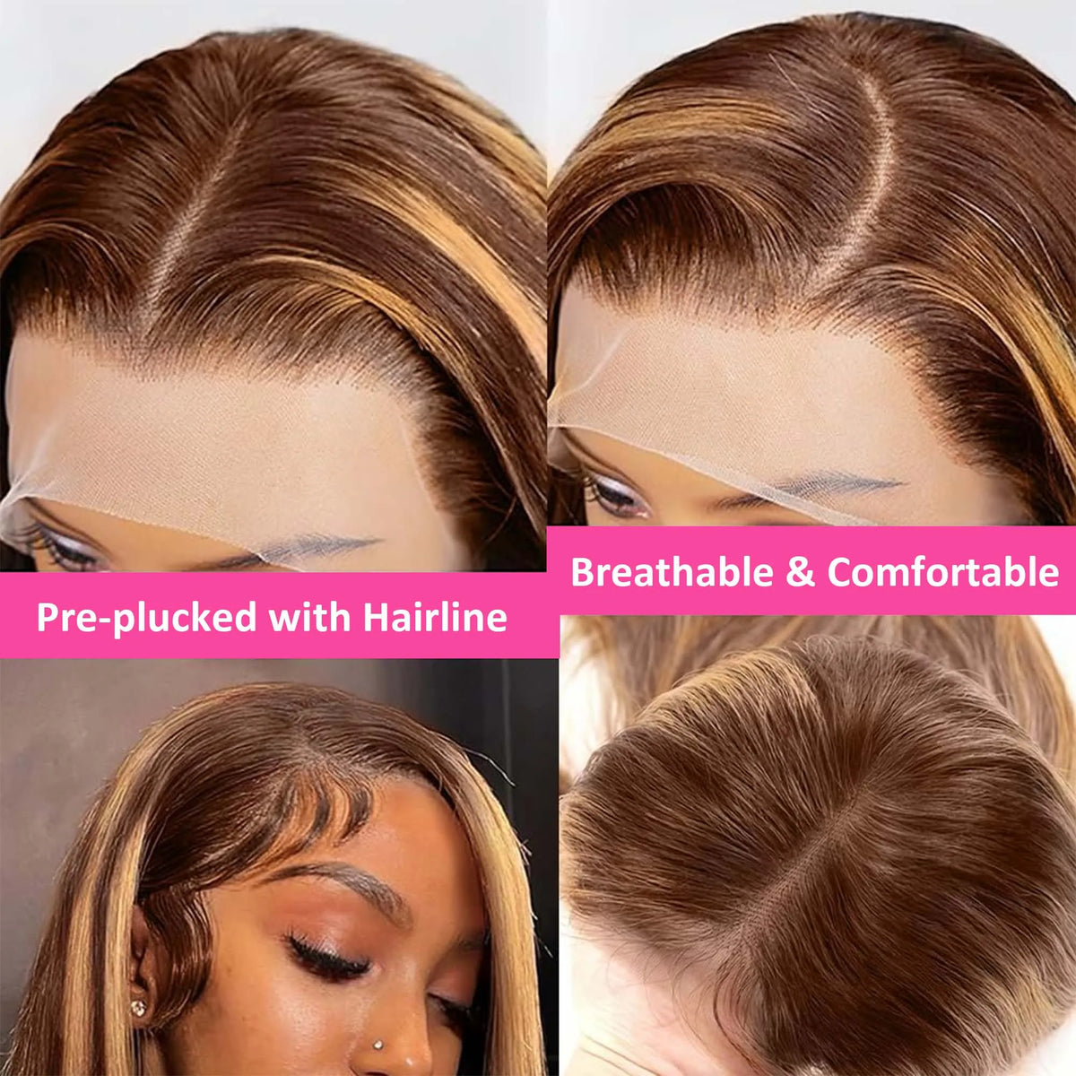 13x4 Transparent Lace Front Bob Wig Human Hair Ombre Honey Blonde 10-16 Inch 4/27 Colored Frontal Wig