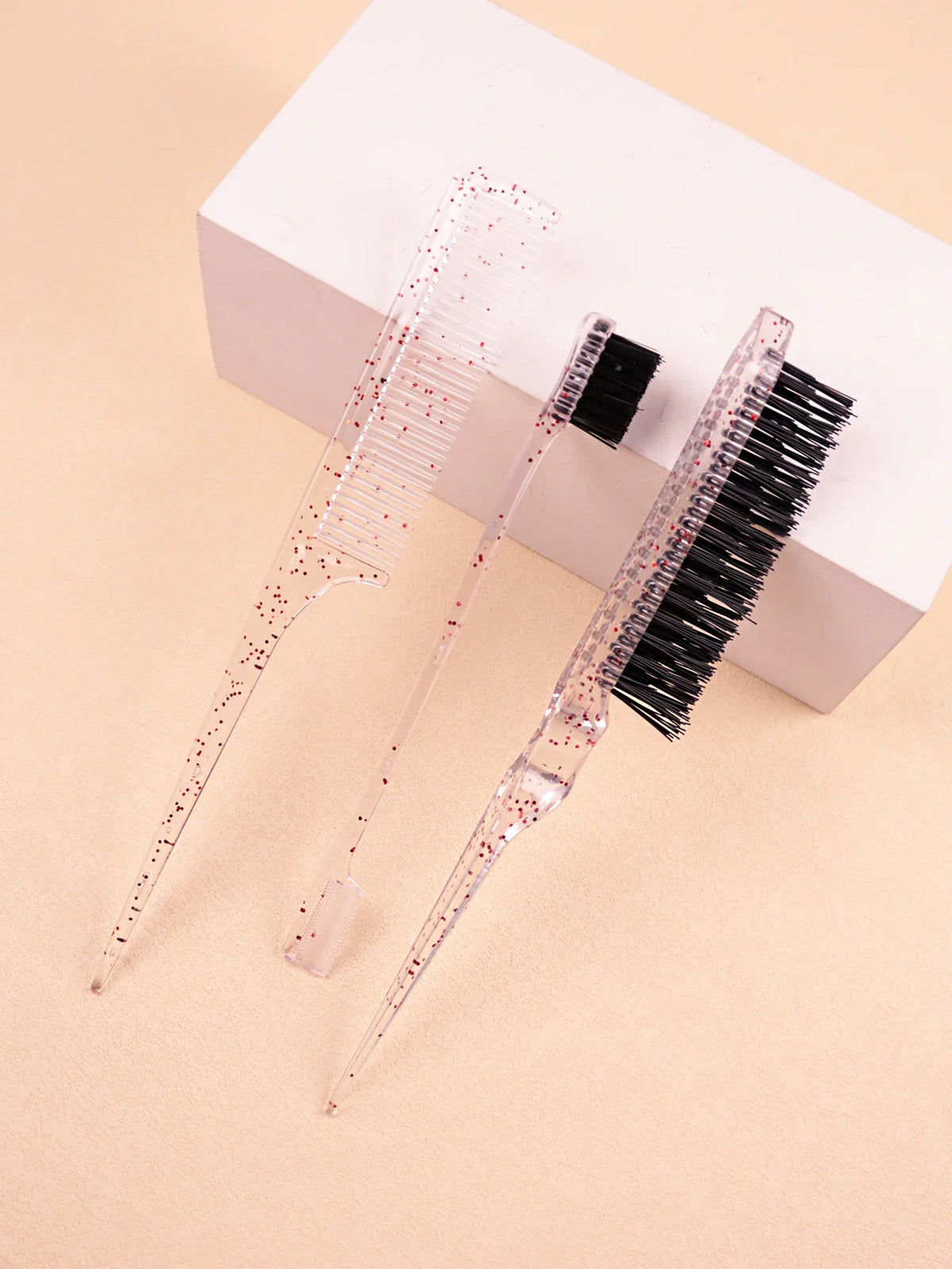 3Pc Hair Brush Comb Set Loop Brushes Plastic Material