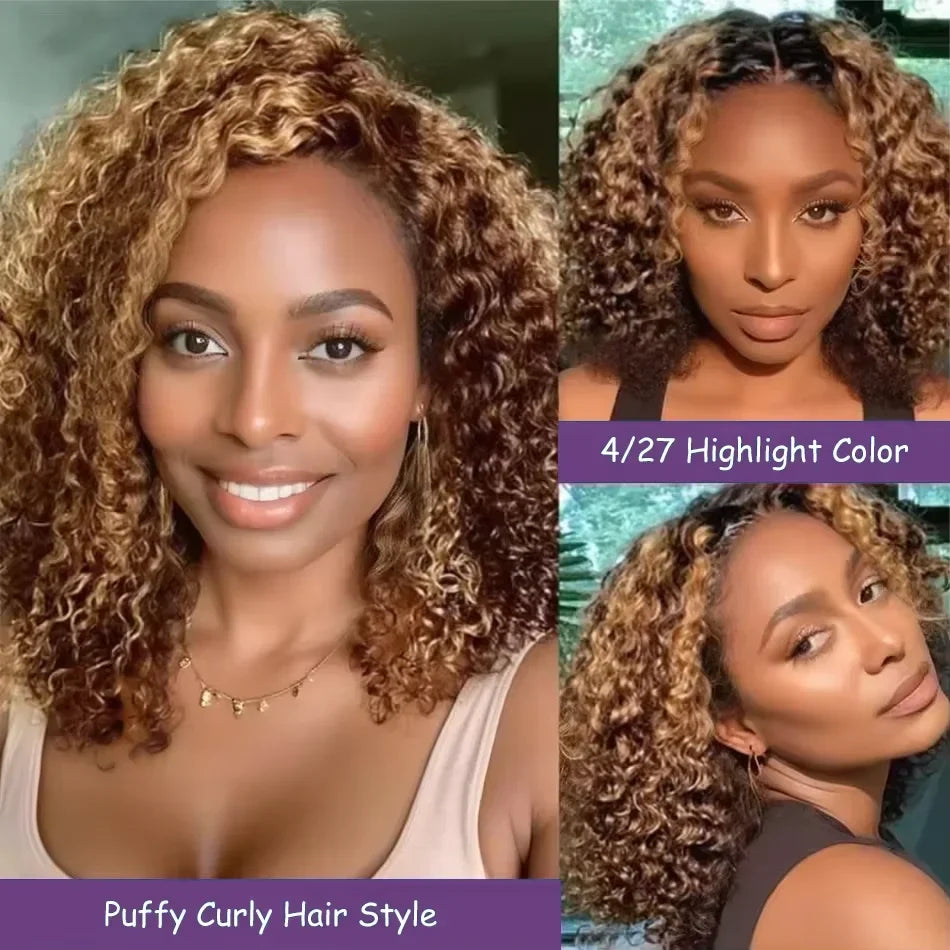 Blonde Ombre Deep Wave Short Bob Wig 4x4 5x5 13x4 Lace Front Human Hair