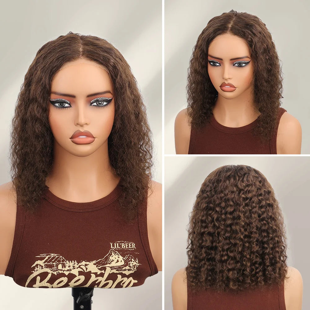 13x4 2x6 Deep Wave Water Wave Bob Wig 300% Density Brazilian Remy HD Lace Frontal Short Human Hair Wig