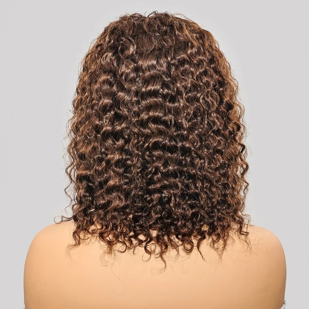 13x4 2x6 Deep Wave Water Wave Bob Wig 300% Density Brazilian Remy HD Lace Frontal Short Human Hair Wig