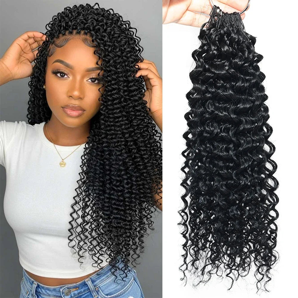 Water Wave Chocolate Black Curly Human Hair Crochet Braids Extension