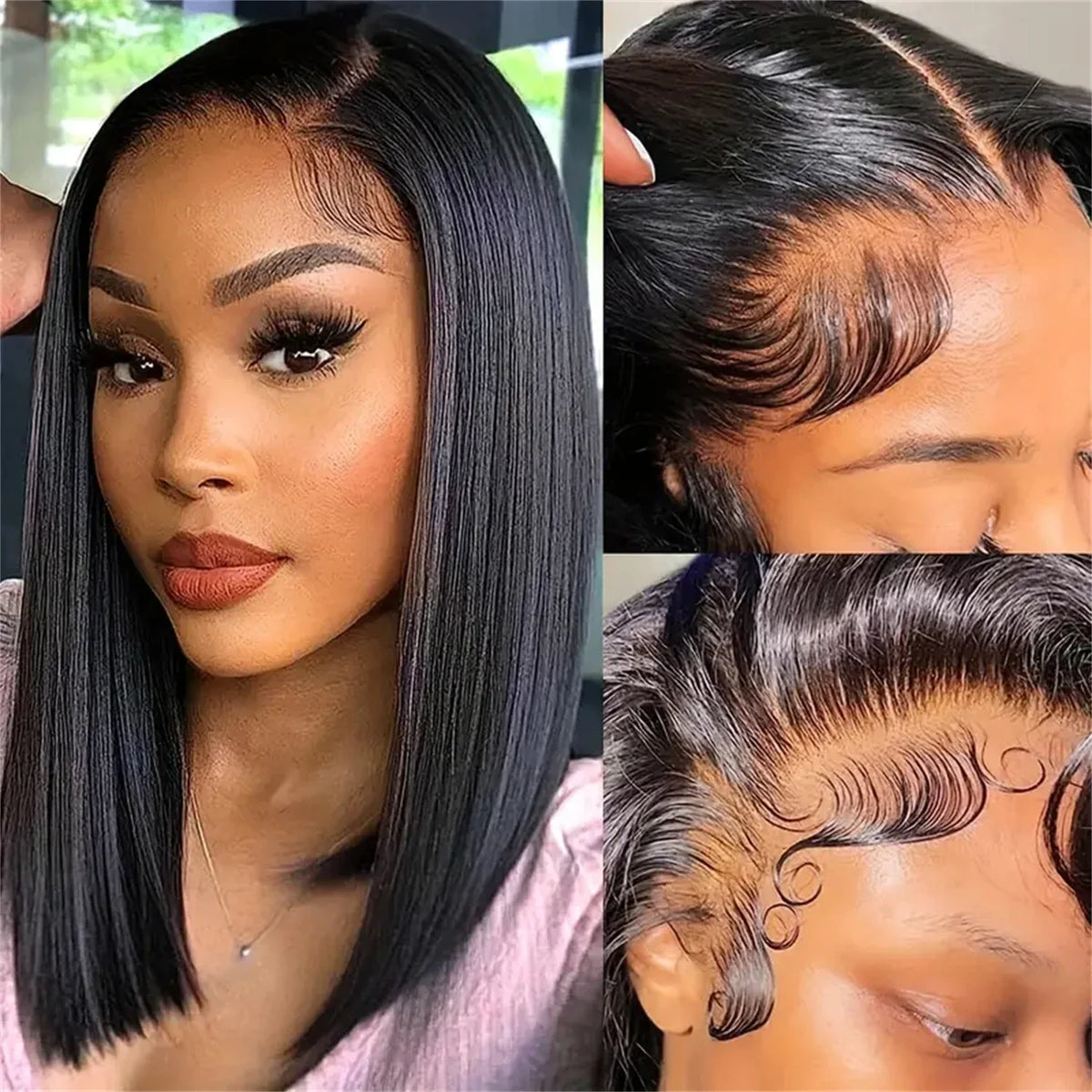 200% Density 13x4 Transparent Lace Front Bob Wig Straight 100% Unprocessed Brazilian Human Hair