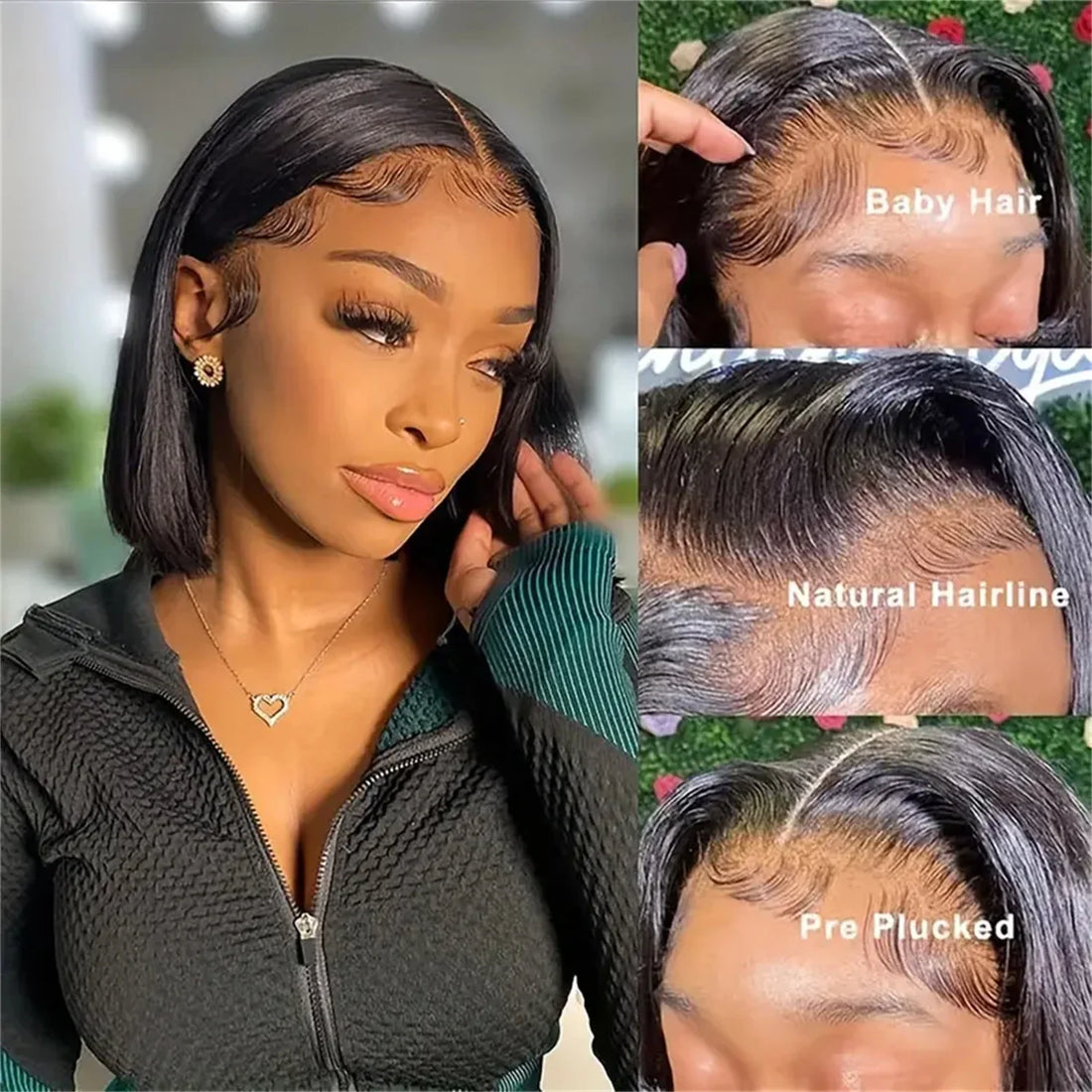 200% Density 13x4 Transparent Lace Front Bob Wig Straight 100% Unprocessed Brazilian Human Hair