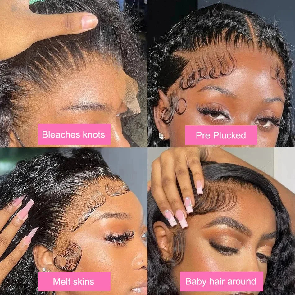 13x4 Transparent Lace Brazilian Short Curly Bob Wig 300% Density Remy Hair