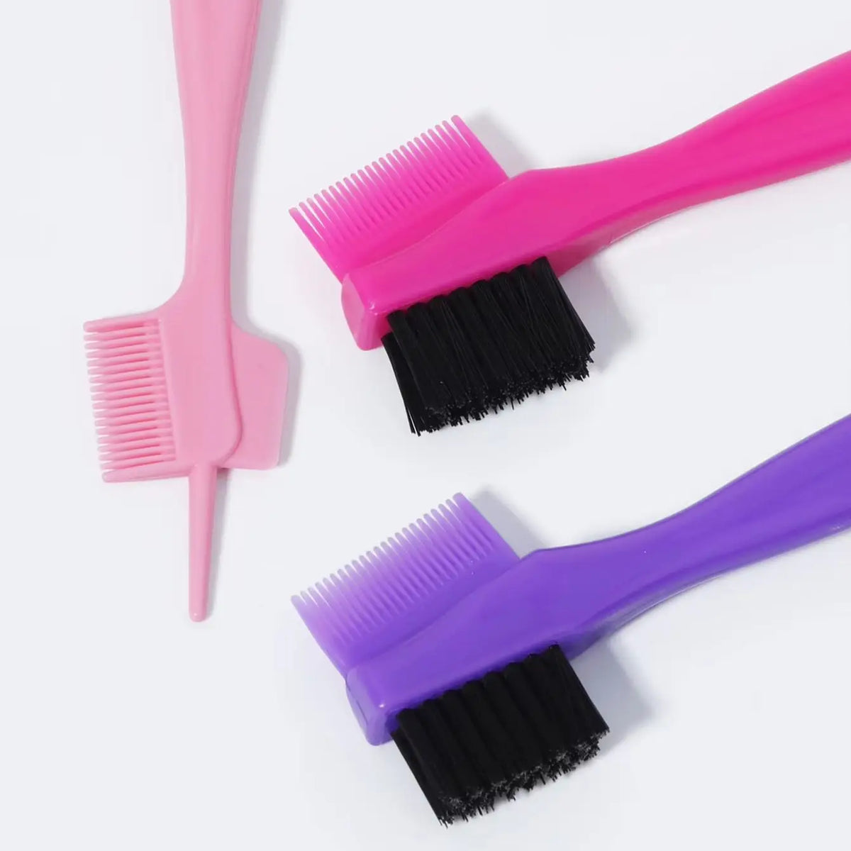 Three in One Edge Control Brush with Pointed Tail and Dual Comb Design 3 Piece Plastic Set