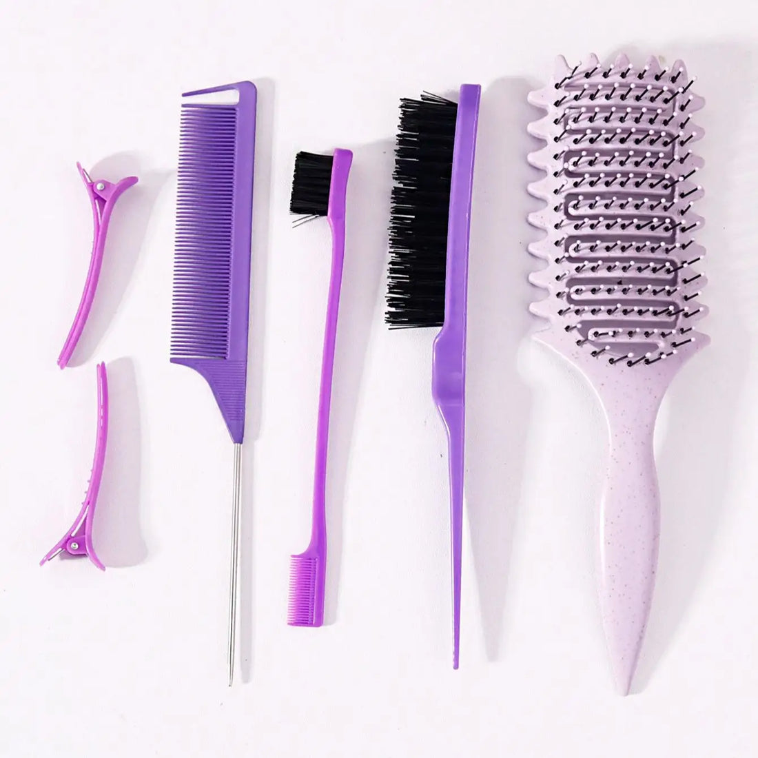 6 Piece Plastic Hair Styling Loop Brush Set for Curly Hair and Wigs
