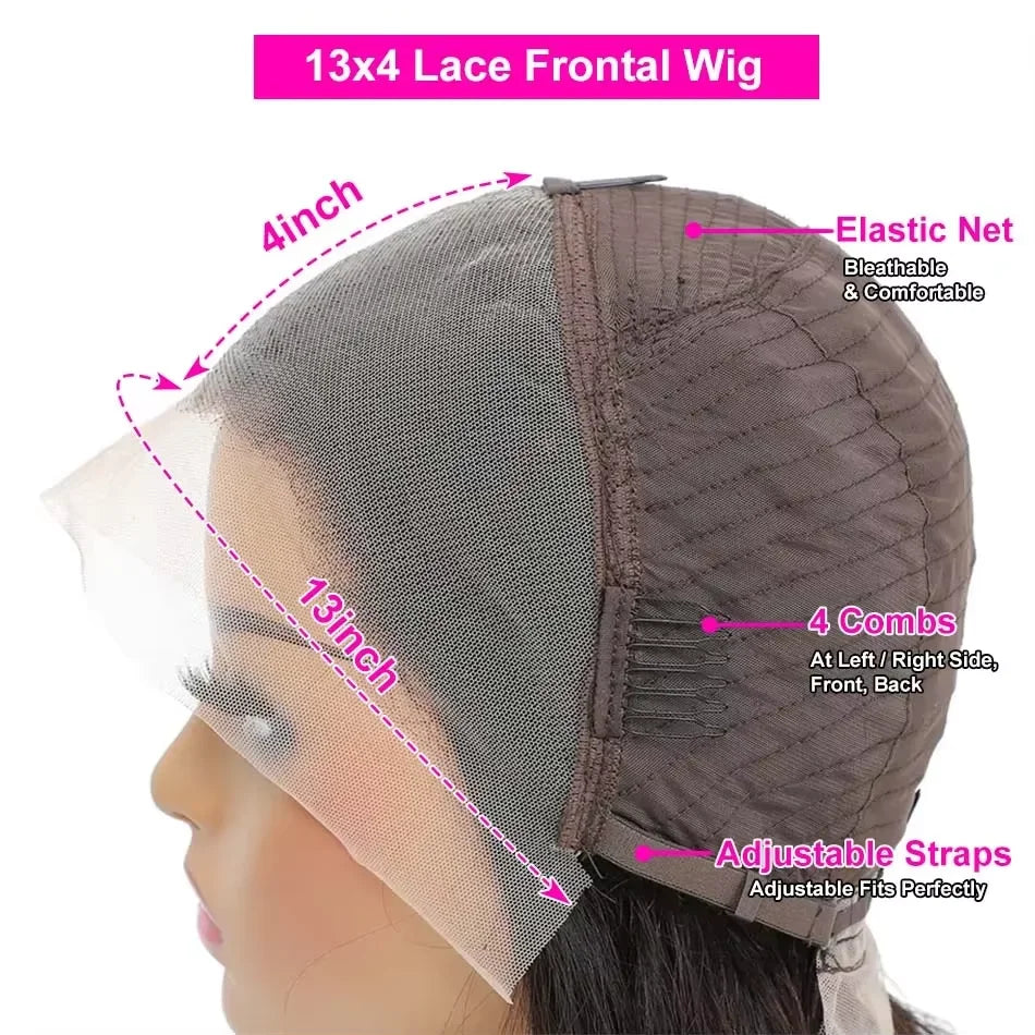 Transparent Kinky Straight 13x4 Lace Front Short Bob Human Hair Wig Pre Plucked Yaki