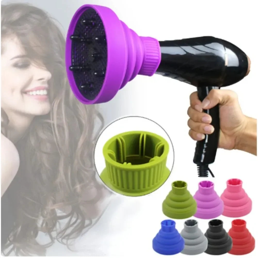 1pcs Silicone Hair Dryer Diffuser Cover Foldable Heat Resistant Styling Tool