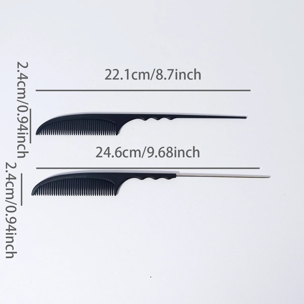 Anti-Static Heat Resistant Mouse Tail Comb Plastic Handle Stainless Steel Handle