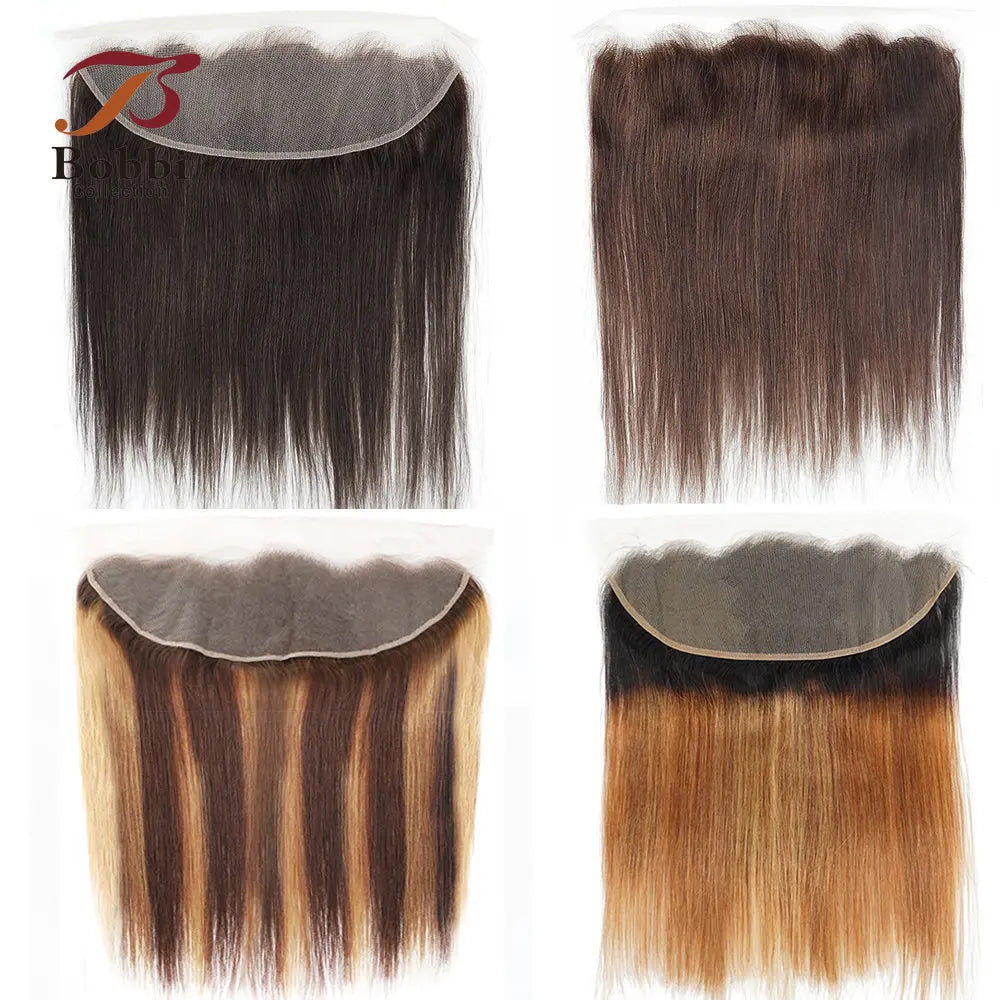 100% Human Hair 13x4 Transparent Lace Frontal Dark Brown Straight Pre-Plucked BOBBI