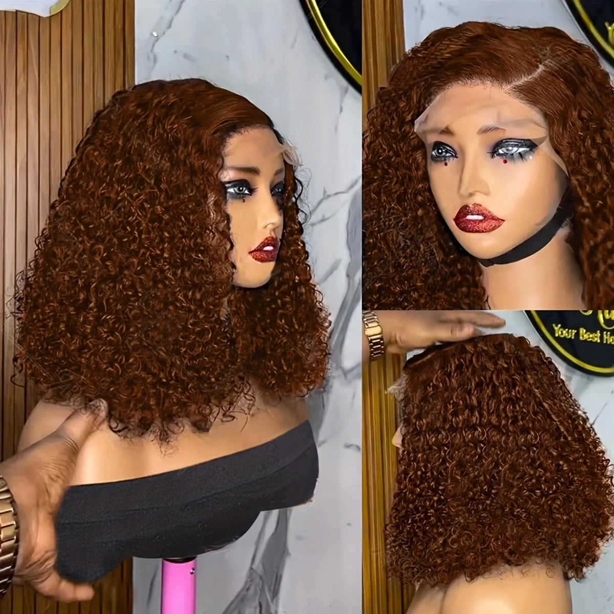 13x4 2x6 Deep Wave Water Wave Bob Wig 300% Density Brazilian Remy HD Lace Frontal Short Human Hair Wig