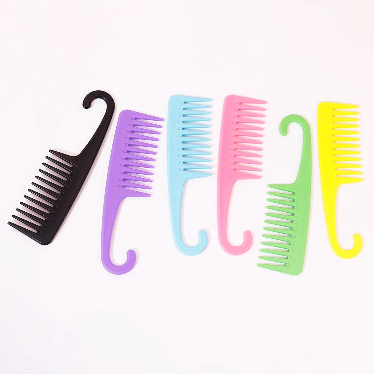 Wet Hair Curling Comb Heat Resistant Wide Tooth Hair Combing Tool with Hook
