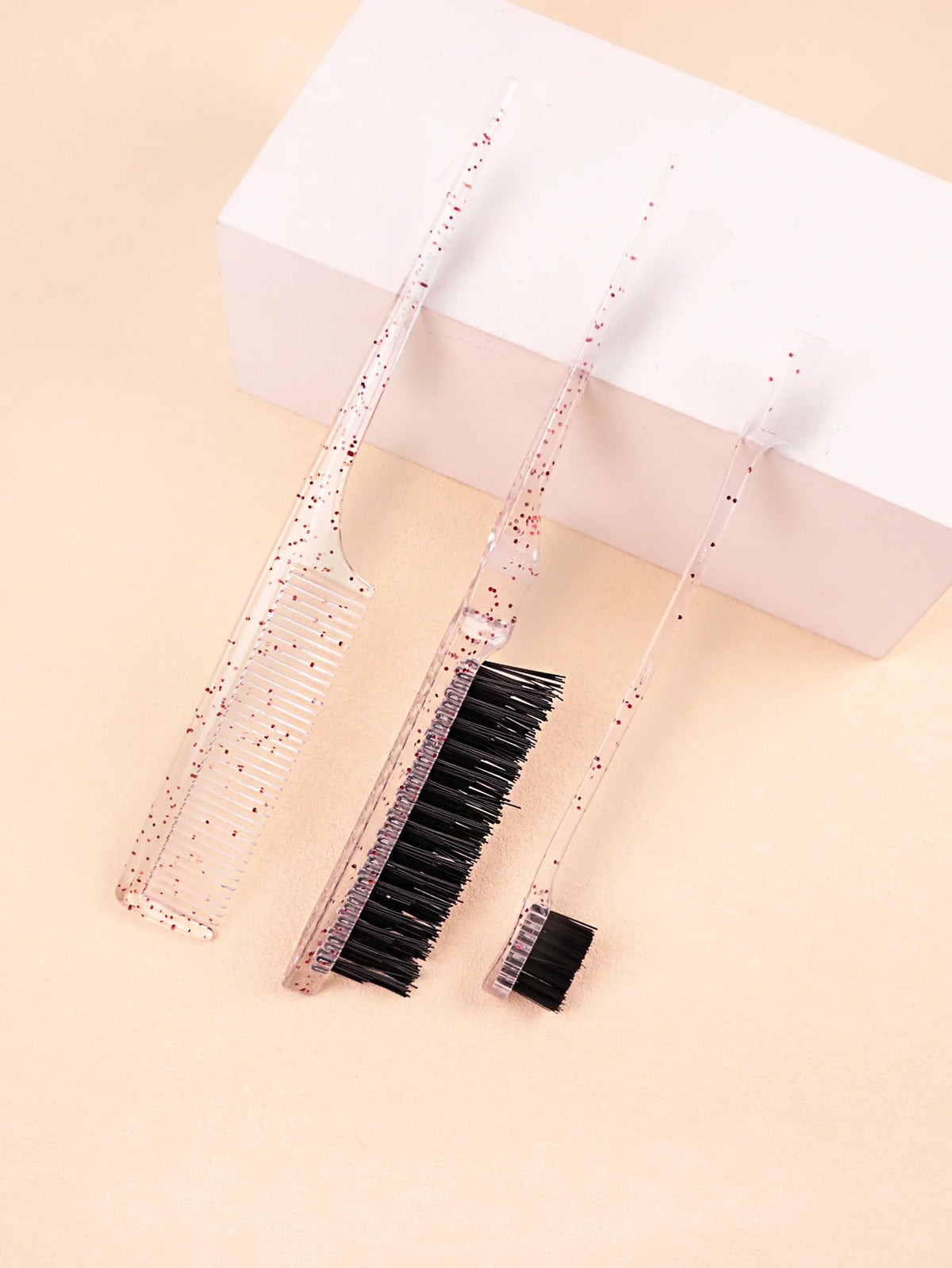3Pc Hair Brush Comb Set Loop Brushes Plastic Material