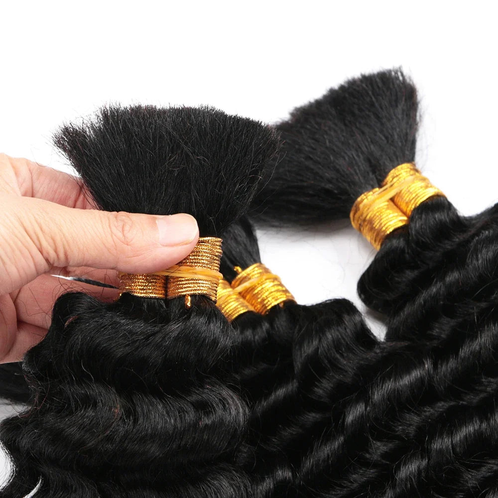 100g Boho Braids Deep Wave Brazilian Human Hair Bulk Bundles No Weft