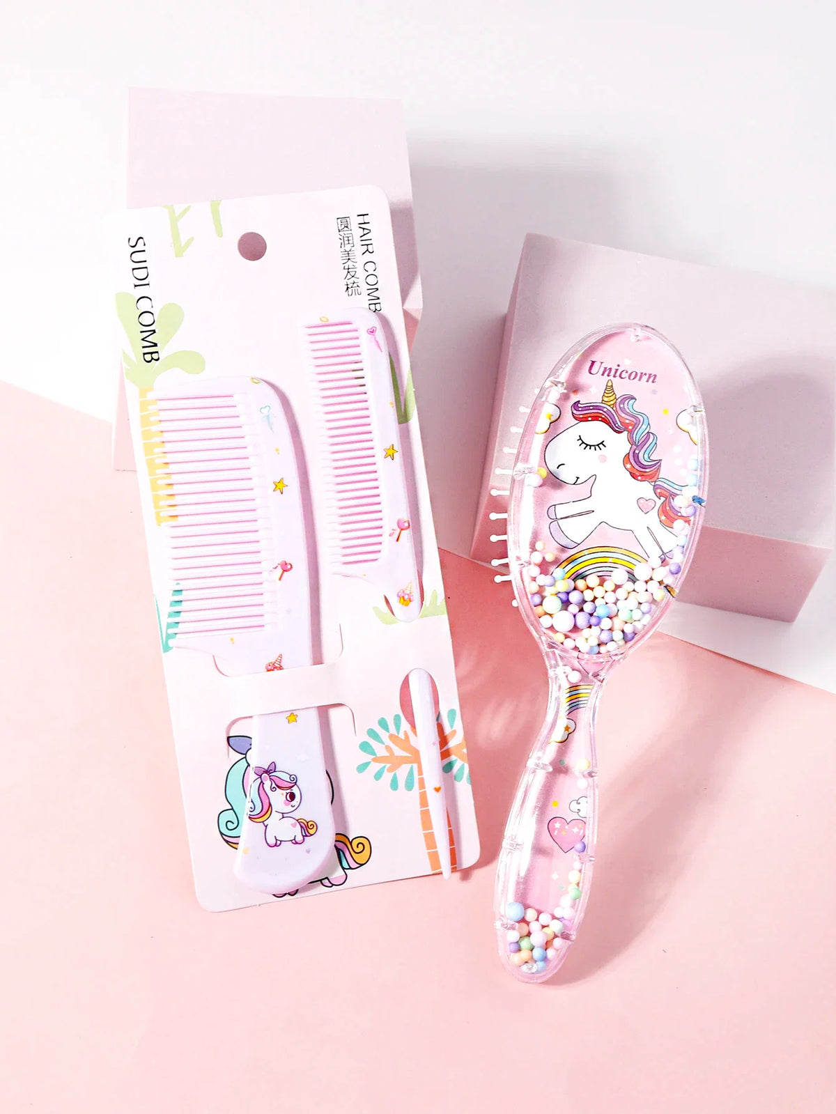 3 Piece Hair Comb and Brush Set Plastic for Dry and Wet Hair