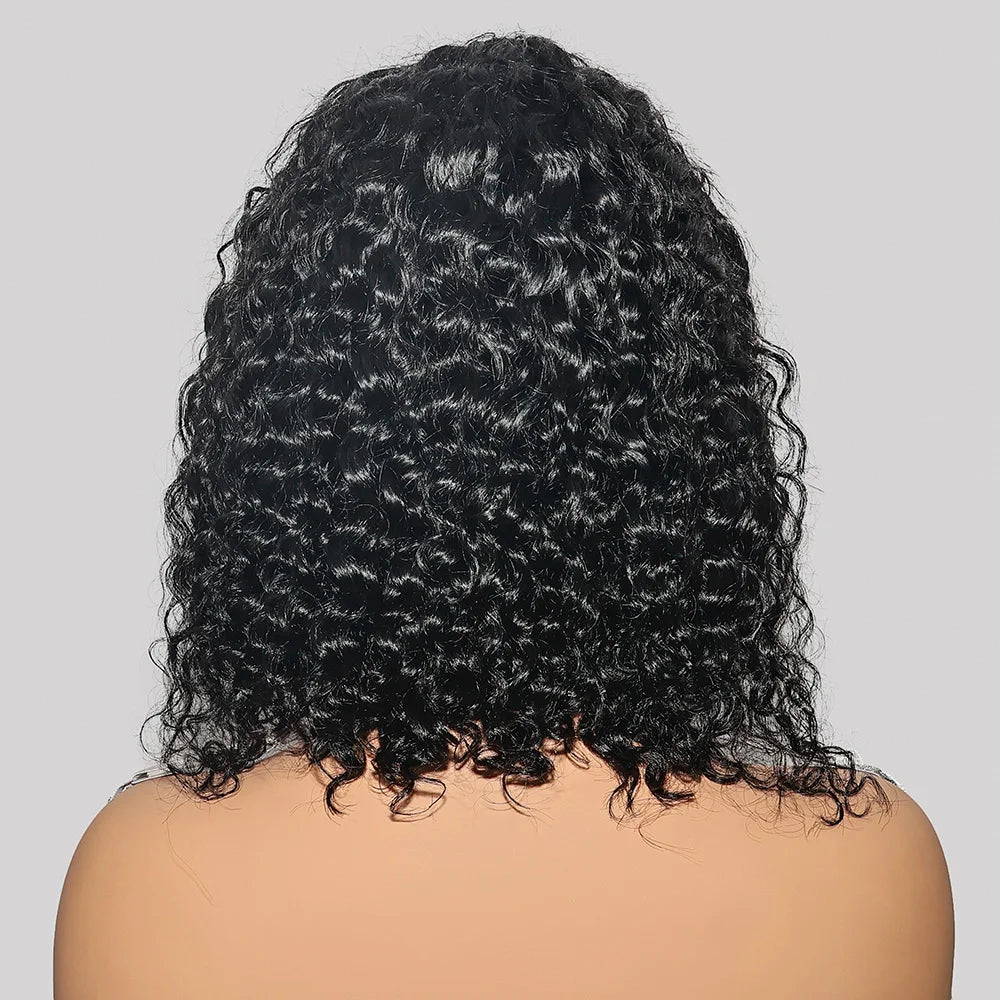 13x4 Transparent Lace Brazilian Short Curly Bob Wig 300% Density Remy Hair