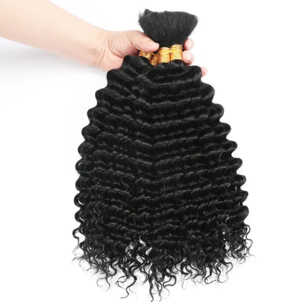 100g Boho Braids Deep Wave Brazilian Human Hair Bulk Bundles No Weft