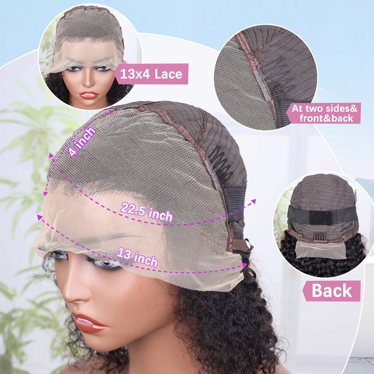 13x4 Transparent Lace Brazilian Short Curly Bob Wig 300% Density Remy Hair