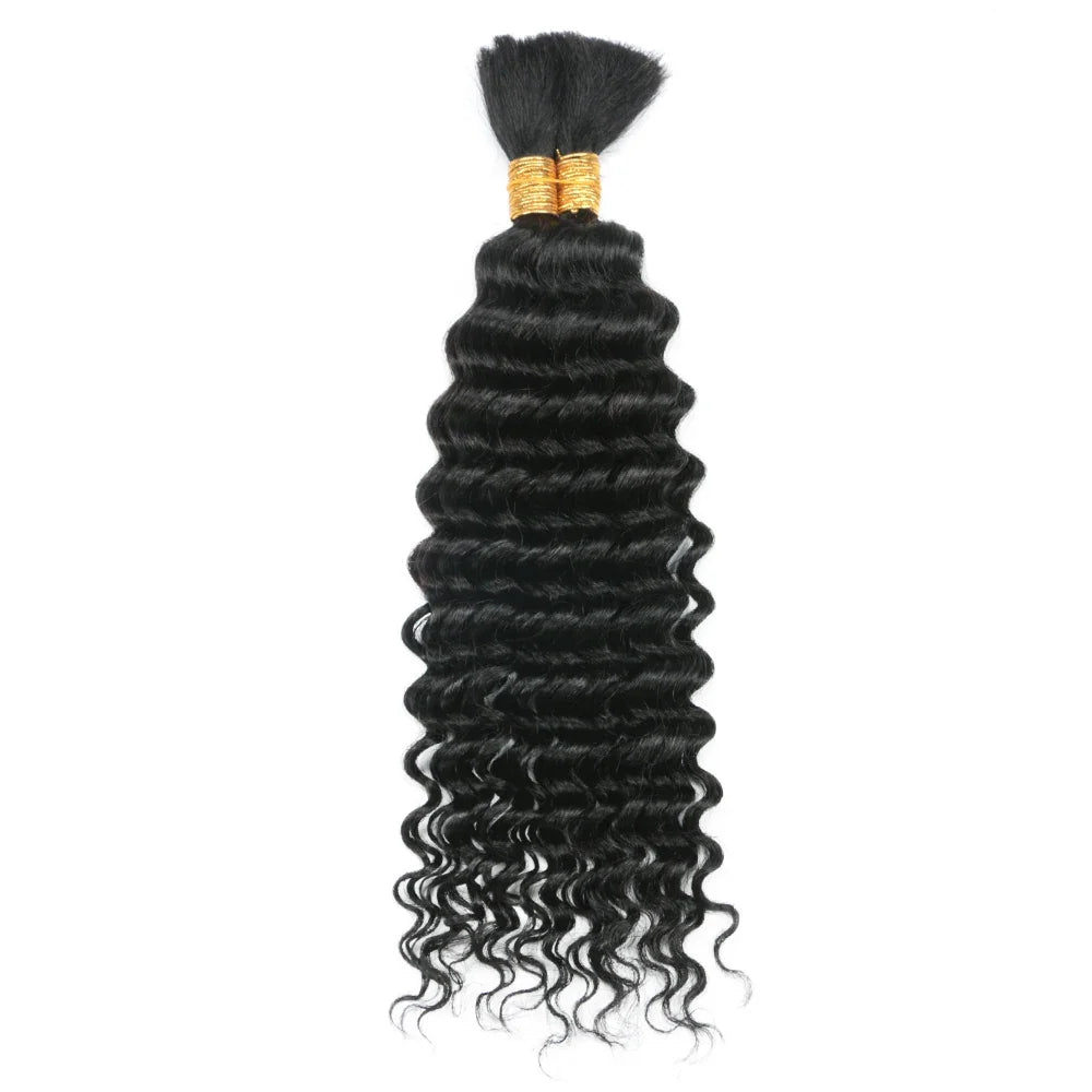 100g Boho Braids Deep Wave Brazilian Human Hair Bulk Bundles No Weft