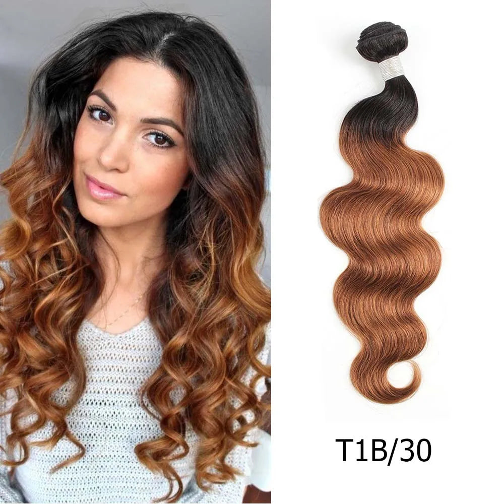 1 Bundle 100% Remy Indian Human Hair Body Wave Weave Ombre Blonde #613 Extensions 10-26 Inch Bobbi Collection