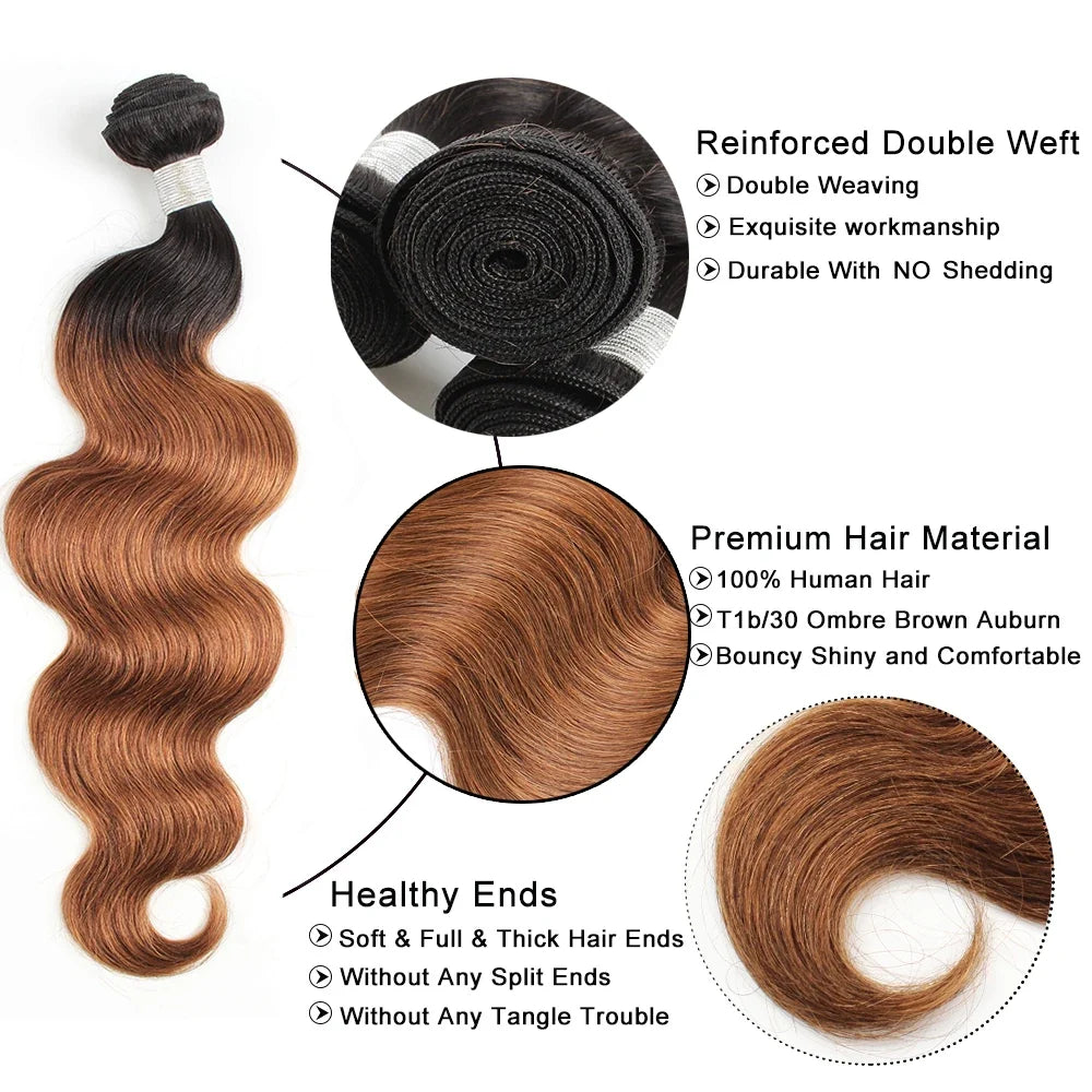 1 Bundle 100% Remy Indian Human Hair Body Wave Weave Ombre Blonde #613 Extensions 10-26 Inch Bobbi Collection