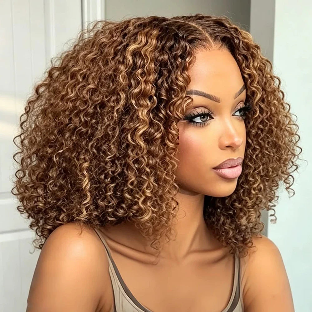 Blonde Ombre Deep Wave Short Bob Wig 4x4 5x5 13x4 Lace Front Human Hair
