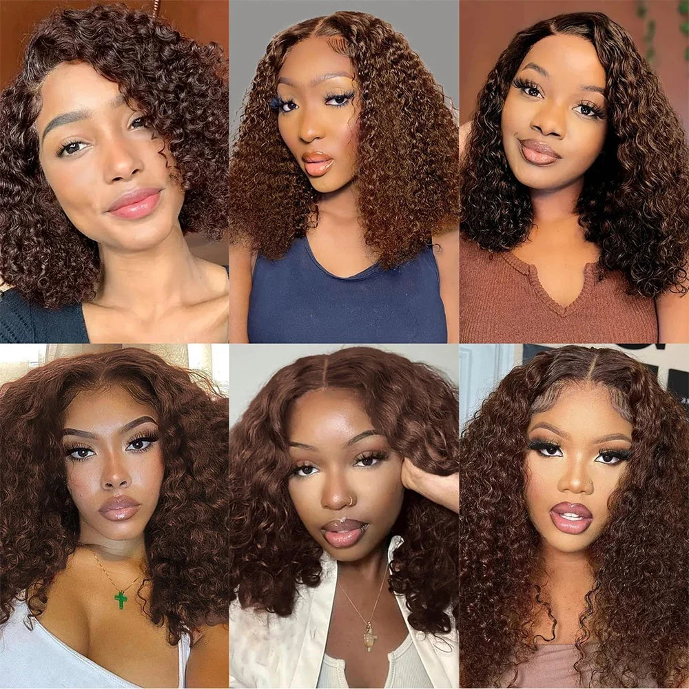 Vietnam Virgin Hair 13x4 Lace Frontal Short Bob Wig 300 Density Water Wave Deep Curl