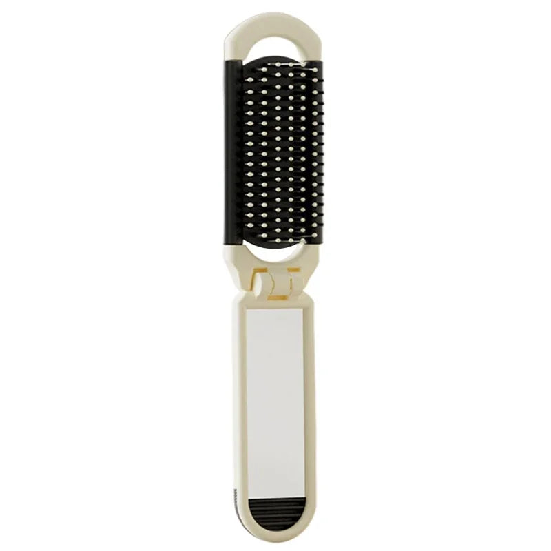 Folding Mini Comb with Mirror and Scalp Massage Portable Travel Comb