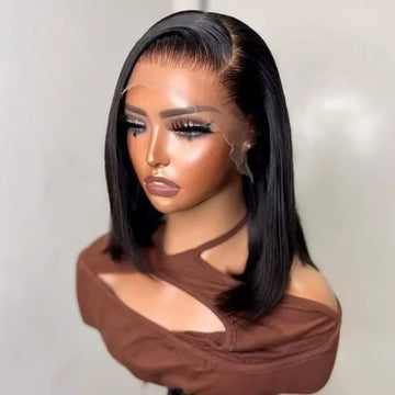 Human Hair Bob Wig 13x4 Frontal and 4x4 Lace Front Wigs Pre Plucked 200% Density