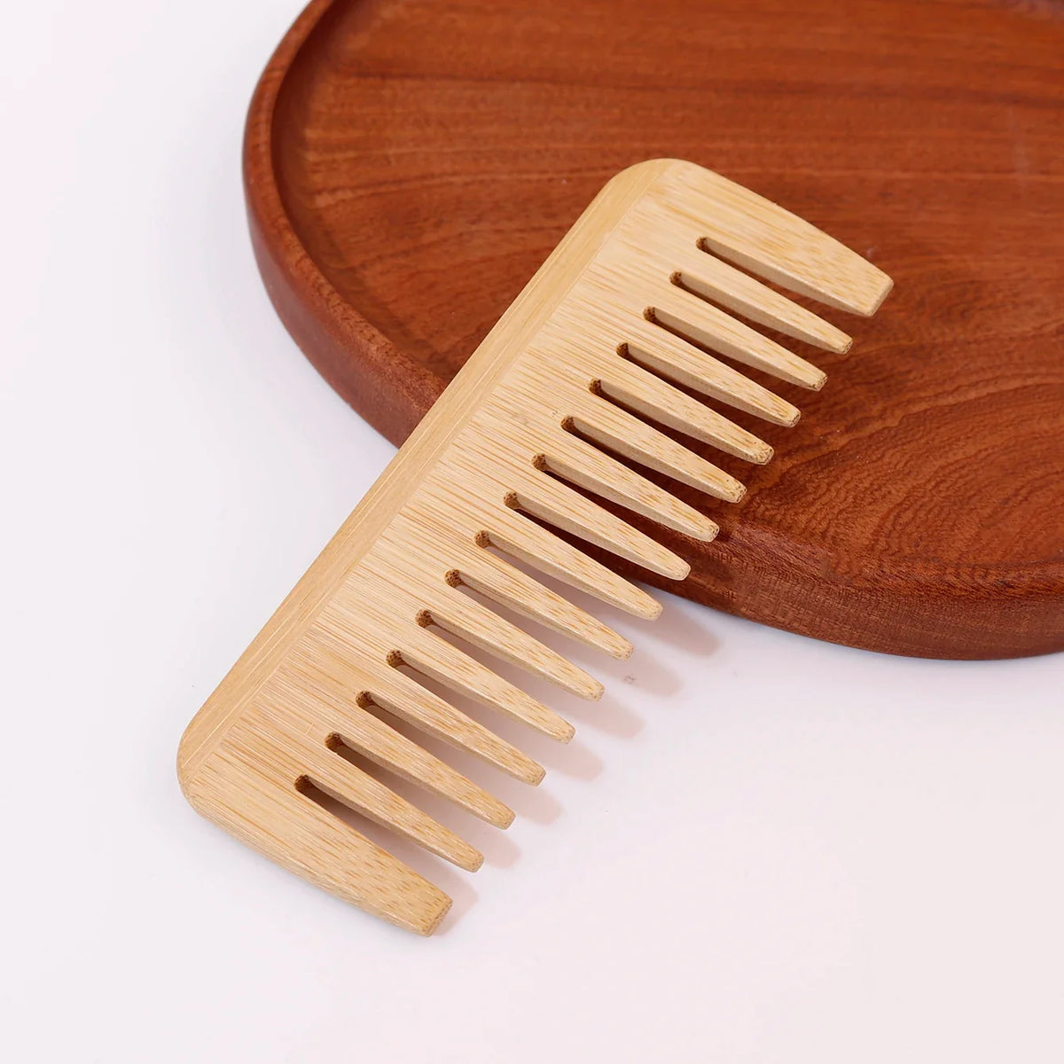 1pc Bamboo Wide Tooth Comb Anti-Static Massage Tool for Hair Wigs