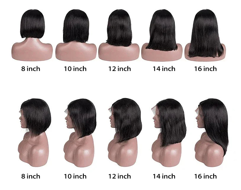 Human Hair Bob Wig 13x4 Frontal and 4x4 Lace Front Wigs Pre Plucked 200% Density