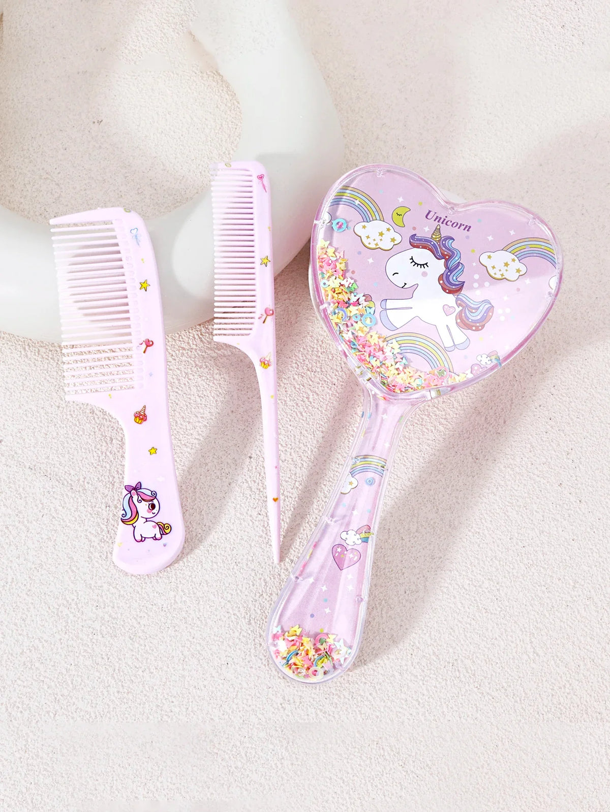 3 Piece Hair Comb and Brush Set Plastic for Dry and Wet Hair