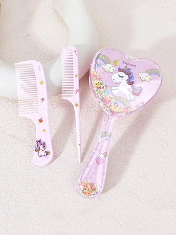 3 Piece Hair Comb and Brush Set Plastic for Dry and Wet Hair