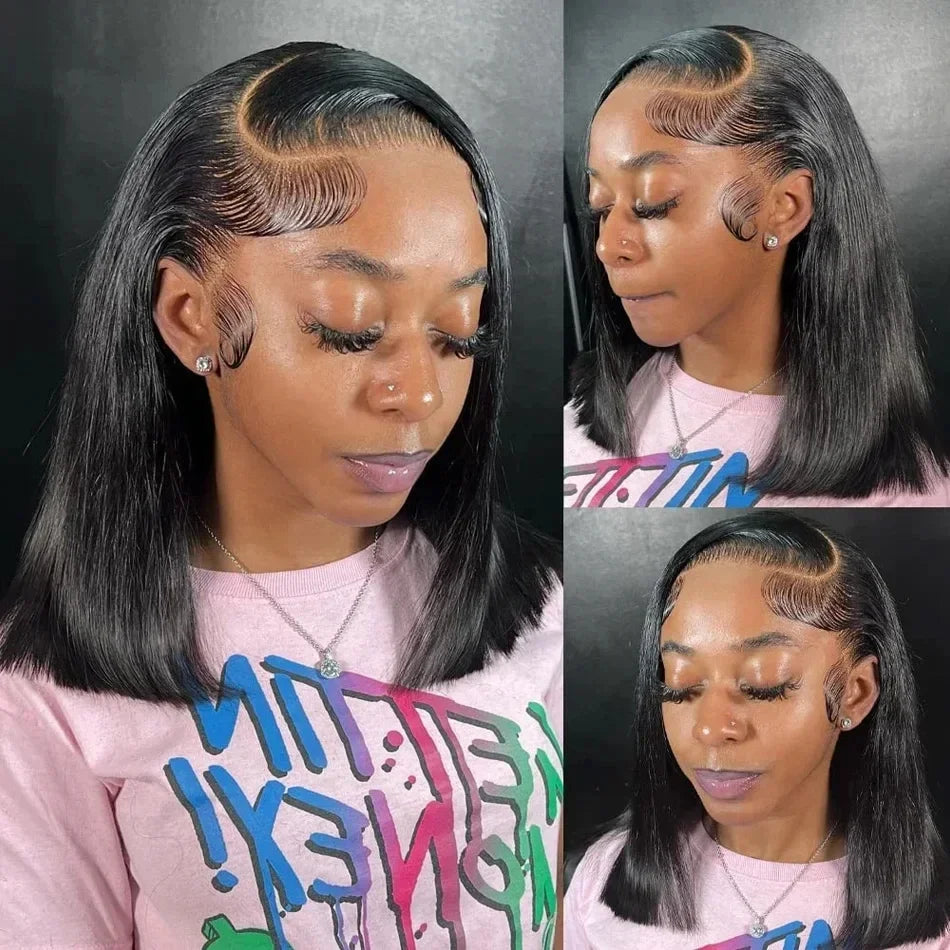 Human Hair Bob Wig 13x4 Frontal and 4x4 Lace Front Wigs Pre Plucked 200% Density