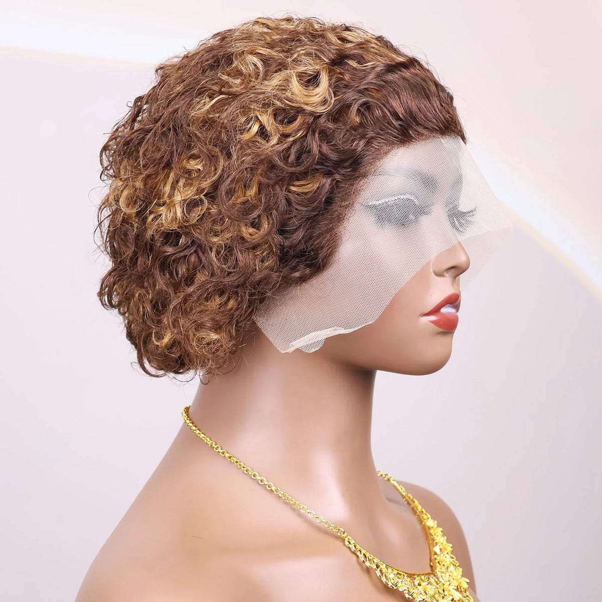 4/27 Transparent Lace Front Short Kinky Curly Brazilian Human Hair Wig