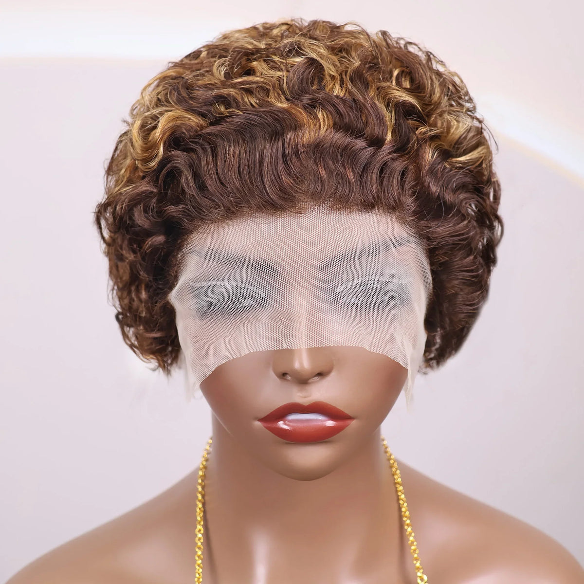 4/27 Transparent Lace Front Short Kinky Curly Brazilian Human Hair Wig