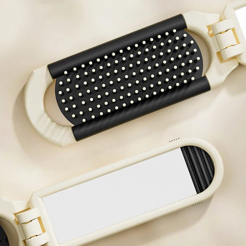Folding Mini Comb with Mirror and Scalp Massage Portable Travel Comb