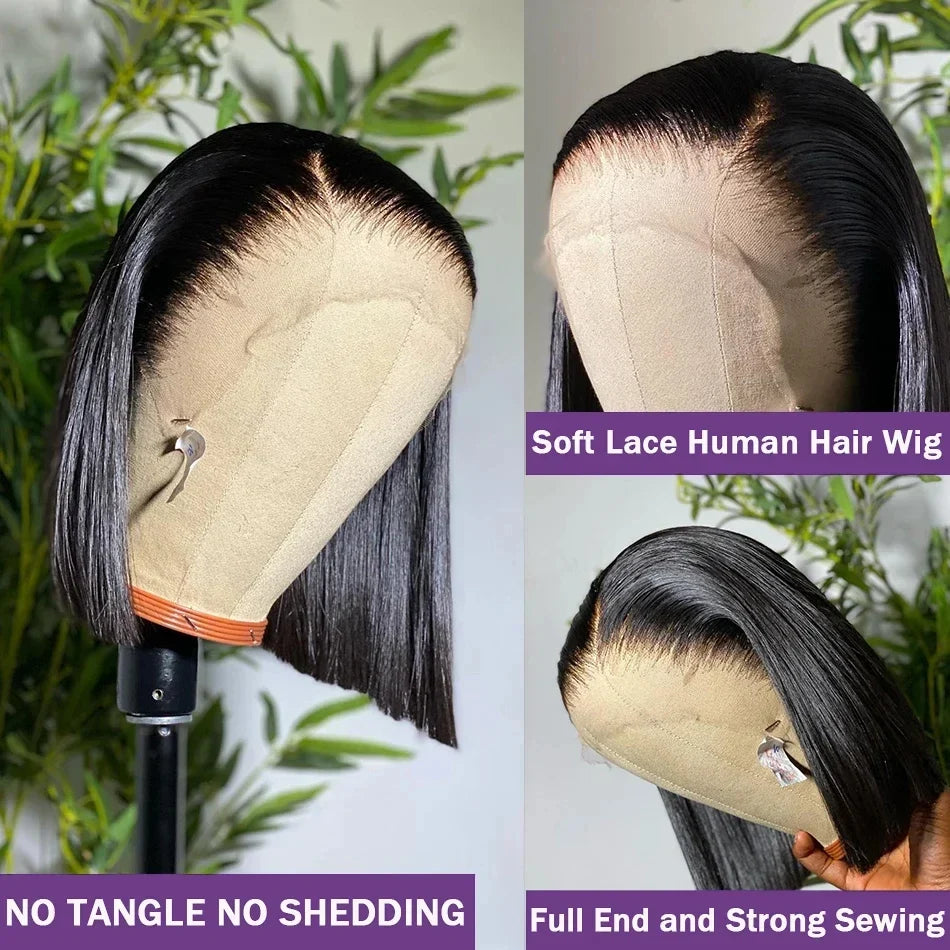 Human Hair Bob Wig 13x4 Frontal and 4x4 Lace Front Wigs Pre Plucked 200% Density