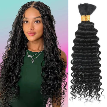 100g Boho Braids Deep Wave Brazilian Human Hair Bulk Bundles No Weft